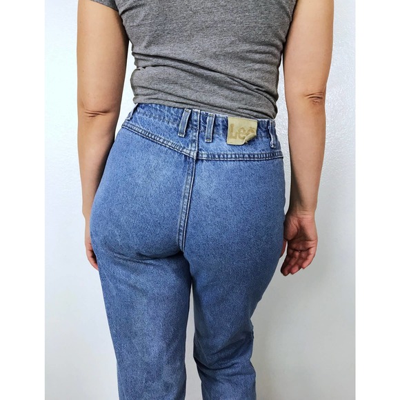 size 28 vintage 80s LEE high waisted MOM JEANS Medium/Large/26-29 tapered petite - Picture 4 of 10